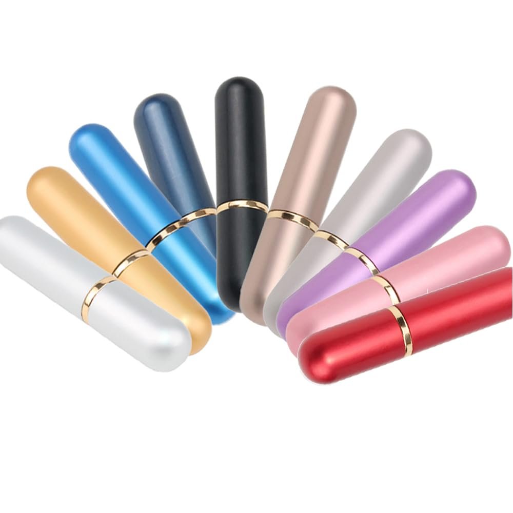 10PCS Nasal Inhaler Tubes for Essential Oils Refillable Nasal Inhaler Tubes Aluminum and Glass (Gold)