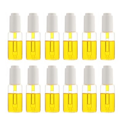 10/15/20/25/30ML Transparent Glass Dropper Bottles with White Concave Steps Press Cap with Threaded 20/410 for Essential Oils, Leak Proof Travel Bottles, Set of 12 (25ml)