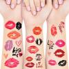 10 Sheets Red Fake Lips Temporary Tattoo Stickers,Red Pink Lip Print Kiss Face Tattoo Stickers, Body Makeup Valentines Day Decorations Party Favors view 1