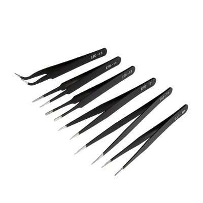 6pcs Stainless Steel Tweezer Set Maintenance Repair Tool Kit Model Making Tool Hand Tool Set