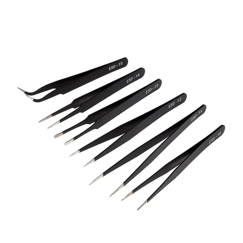 6pcs Stainless Steel Tweezer Set Maintenance Repair Tool Kit Model Making Tool Hand Tool Set