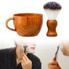 Men's Shaving Kit with Brush and Bowl for Beard Maintenance - Wooden Handle & Nylon Bristles - for Home, Salon, or Gift view 2