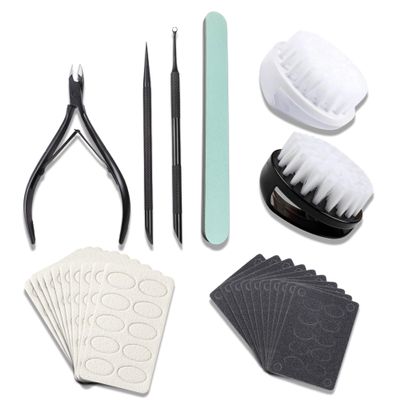 HaimiLiya Cuticle Pusher Cuticle Nipper Set, Russian Pre-Treatment Nail Pushers, Cuticle Remover with 100/180 Grit Sandpaper, 7mm Full Jaw Cuticle Trimmer, Nail Care for Manicure Pedicure Nail Art