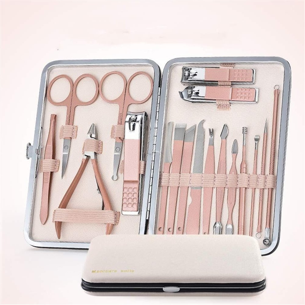 18-Piece Stainless Steel Manicure Pedicure Set  Nail Clippers, Scissors, Grooming Kit with Travel Case for Men & Women