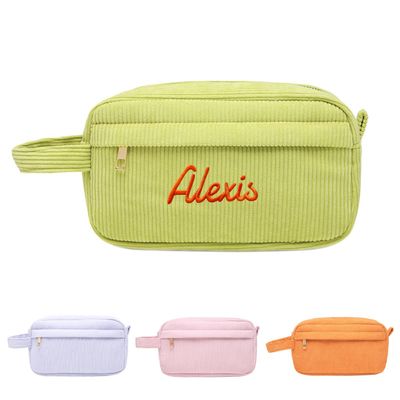 CRSTAFU Personalized Travel Toiletry Bag Embroidered Name,Custom Hanging Cosmetic Bag,Travel Accessories For Women Men (Green)