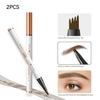 2 Pcs Microblading Eyebrow Pen, 2025 Upgraded 3D Waterproof 4-Tip Eyebrow Pencil, Natural Makeup Long-Lasting Fine Stroke Magic Eyebrow Pencil for Women Stay on All Day (Black(2 Pcs)) view 3