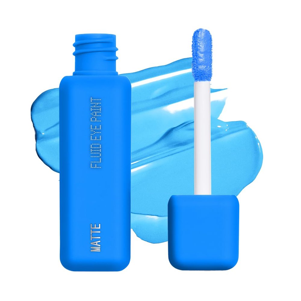 about-face Matte Fluid Eye Paint Blue Monday High-Pigment Liquid Eyeshadow, Long-Lasting, No-Budge Matte Finish, Vegan & Cruelty-Free (Bright Blue)
