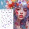 140 pcs Mermaid Face Gems - Shells Face Tattoo Stickers with Rhinestones - Ideal for Party Makeup, Cosplay & Beach Themed Events (butterfly-purple) view 1