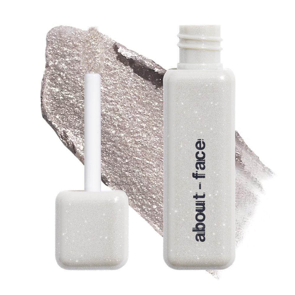 aboutface Fractal Glitter Eye Paint Refract Smudge-Proof, Long-Lasting Liquid Eyeshadow Intense Sparkle with Mousse Texture Vegan, Cruelty-Free 0.13oz (Soft Silver)
