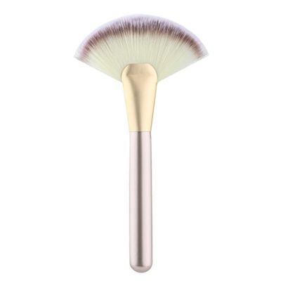 2 Pcs Large Fan Makeup Brushes Set - Facial Powder, Blusher & Concealer Cosmetic Brushes with Wood Handle and Synthetic Hair(Champagne)