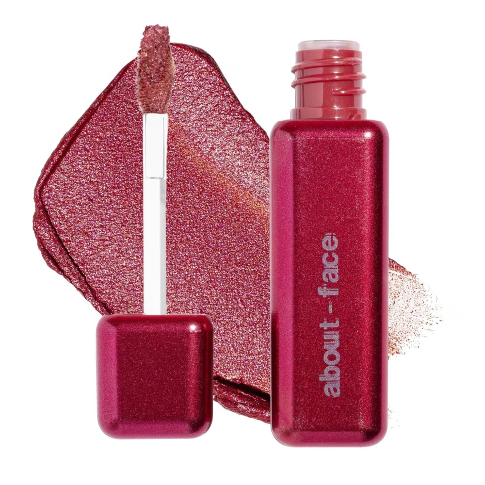 aboutface Fractal Glitter Eye Paint Cherie  Smudge-Proof, Long-Lasting Liquid Eyeshadow  Intense Sparkle with Mousse Texture  Vegan, Cruelty-Free  0.13 oz (Hot Pink Red)