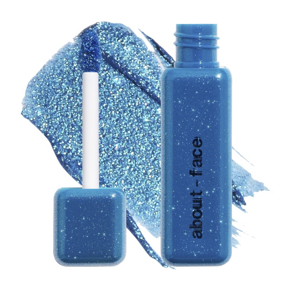 aboutface Fractal Glitter Eye Paint Above Santorini Smudge-Proof, Long-Lasting Liquid Eyeshadow Intense Sparkle with Mousse Texture Vegan, Cruelty-Free 0.13oz (Sapphire)