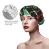 Summer Cute Cherry Shower Cap for Women Double Layer Waterproof Reusable Shower Caps Adjustable Elastic Band Quick Drying Bath Hair Hat Protector with PEVA Lined for Spa Salon Bathing Hats view 4
