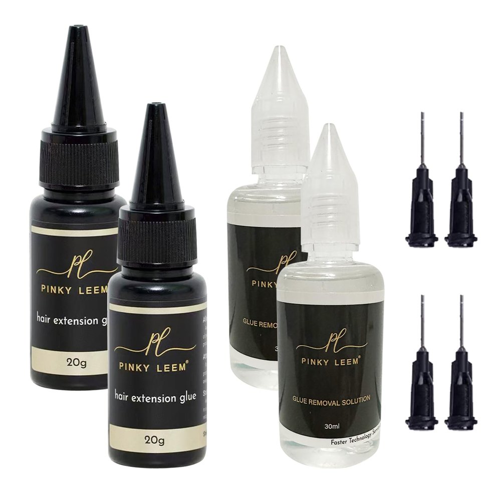 Hair Extension Remover (Two Glue&Two Remover),Professional Set for Quick Application and Easy Removal, for Home and Salon Hairstylist Uses