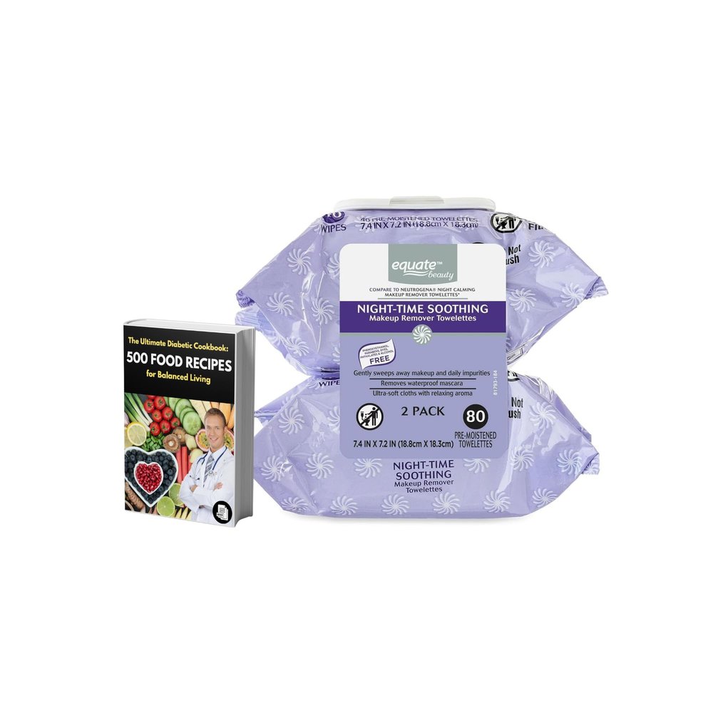 Equate Night-Time Soothing Makeup Remover Wipes, 40 Count, 2 Pack