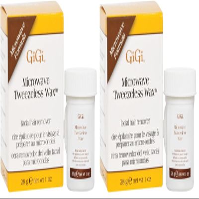 GiGi Microwave Tweezeless Wax - Non-Strip Facial Hair Remover, Honey-Infused, 1 oz (Pack of 2)