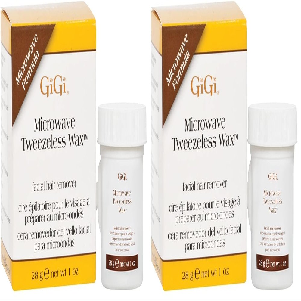 GiGi Microwave Tweezeless Wax - Non-Strip Facial Hair Remover, Honey-Infused, 1 oz (Pack of 2)