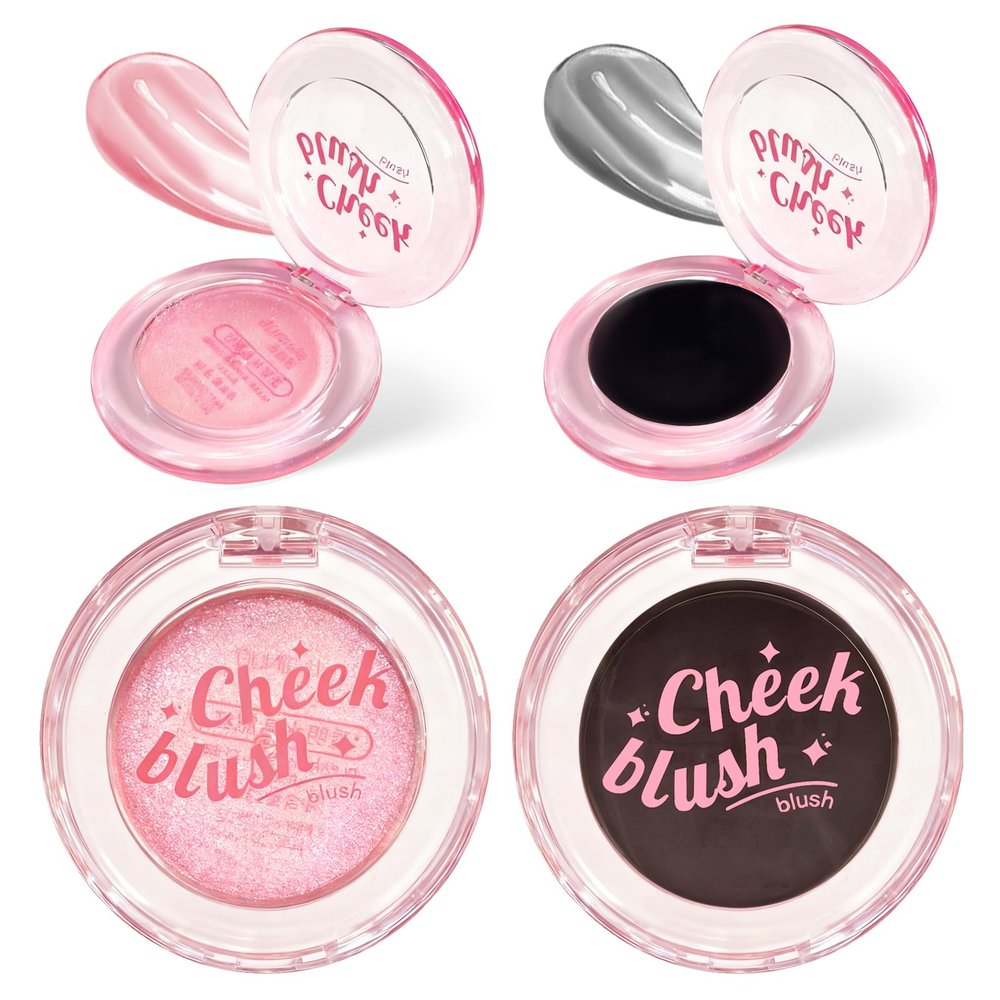 2 Pcs Gradient Blush for Cheeks - cream blush, Luxuriously Creamy & Blendable Color,Long-Lasting & Buildable Cheek Makeup in Crystal Clear Case for Natural Flush