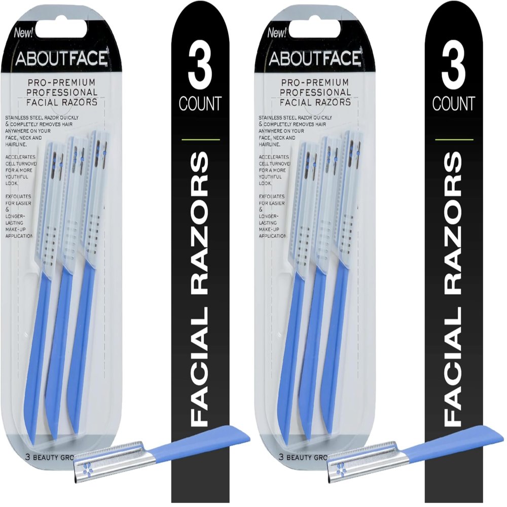 About Face Pro-Premium Facial Razors - 3 Beauty Groomers for Hair Removal, Ideal for Shaving, Exfoliating, Dermaplaning and Brow Shaping, Japanese Stainless Steel Gently Removes Facial Hair