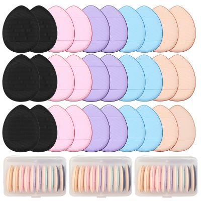 30 Pcs Mini Powder Puff & mini makeup sponge Setwith Storage Box - setting powder puff, Dual-Use (Dry/Wet) for Foundation, Concealer & Eyeshadow - Soft.Finger powder puff&makeup puff Makeup Sponge