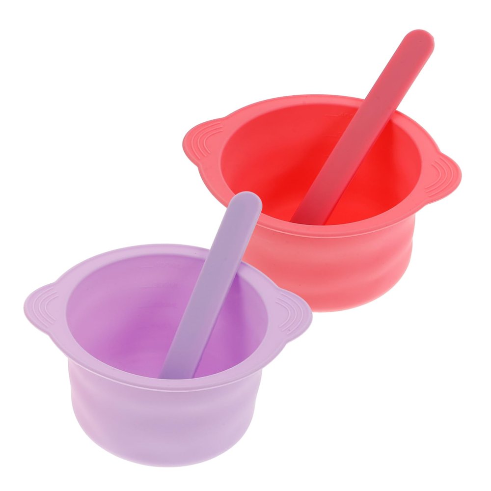 4pcs Silicone Wax Pot Liner Foldable Non Stick Wax Bowl for Hair Removal Pink Purple