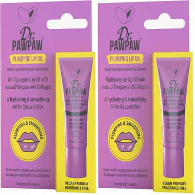 Dr. PawPaw Multipurpose Plumping Lip Oil - Intensely Nourishing Hydrating Lip Oil - for Women with Aloe Vera, Olive and Castor Oil - 0.27 oz (Pack of 2)