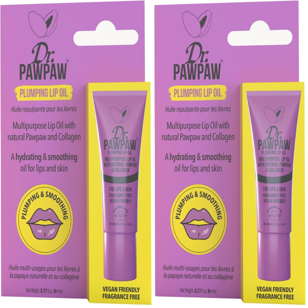 Dr. PawPaw Multipurpose Plumping Lip Oil - Intensely Nourishing Hydrating Lip Oil - for Women with Aloe Vera, Olive and Castor Oil - 0.27 oz (Pack of 2)