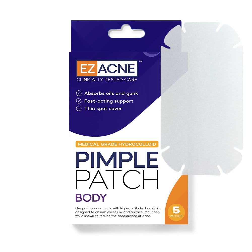 EZACNE Extra Large Pimple Patches for Body  Large Hydrocolloid Acne Patches for Back, Face, Forehead, Chin, Neck, Shoulders  Big Zit Patch for Breakouts (5 Count)