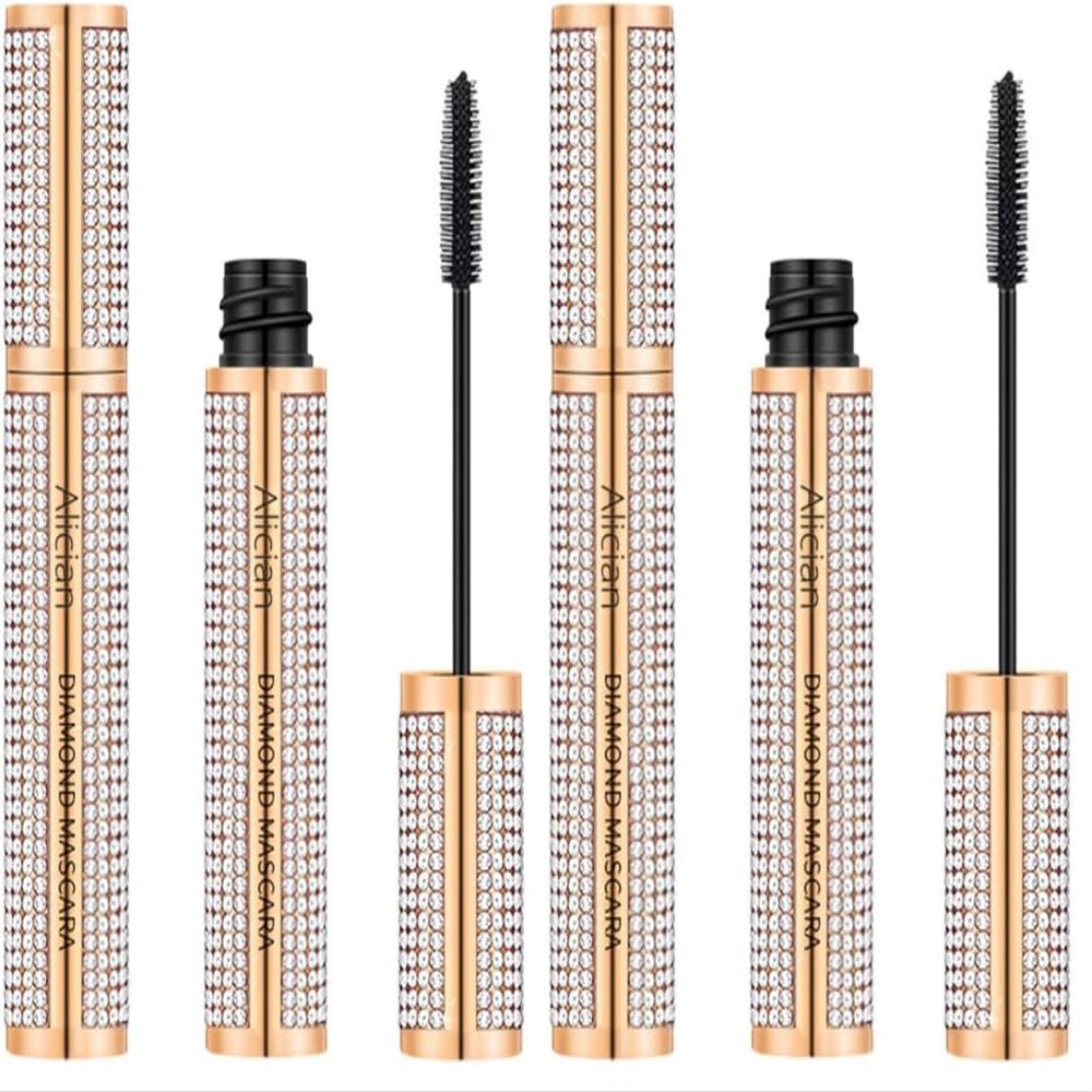 Alician Diamond Mascara, Waterproof Long Curling Extension Eyelashes, Long-Lasting, Thick Thickening, Smudge-proof and Lengthening Voluminous Eyelashes (Pack of 2)