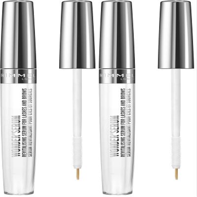 Rimmel WonderSerum Lash and Brow Serum, Stimulates Lash Growth, Strengthens Lashes, Mess-Free Application, 100, Clear, 0.37oz (Pack of 2)