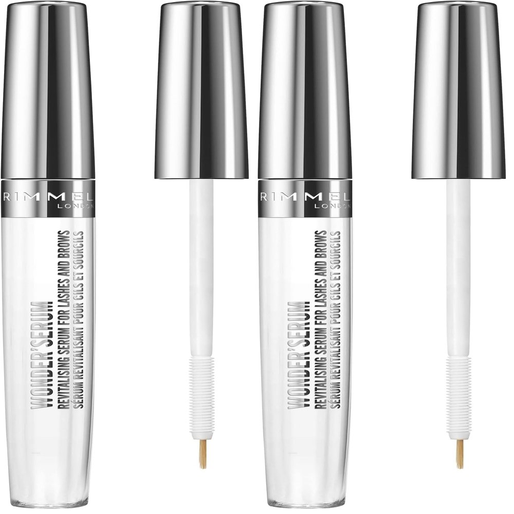 Rimmel WonderSerum Lash and Brow Serum, Stimulates Lash Growth, Strengthens Lashes, Mess-Free Application, 100, Clear, 0.37oz (Pack of 2)