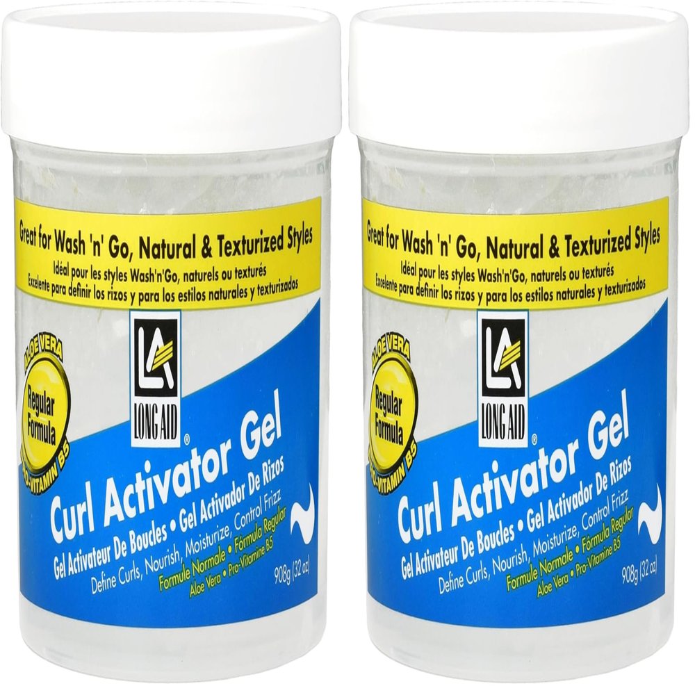 AmPro Long-Aid Activator Gel - Enriched with Aloe Vera, Protein, and Vitamin B Complex - Brings Essential Moisture to Strands - Defines Your Natural Curls - Regular - 32 oz (Pack of 2)
