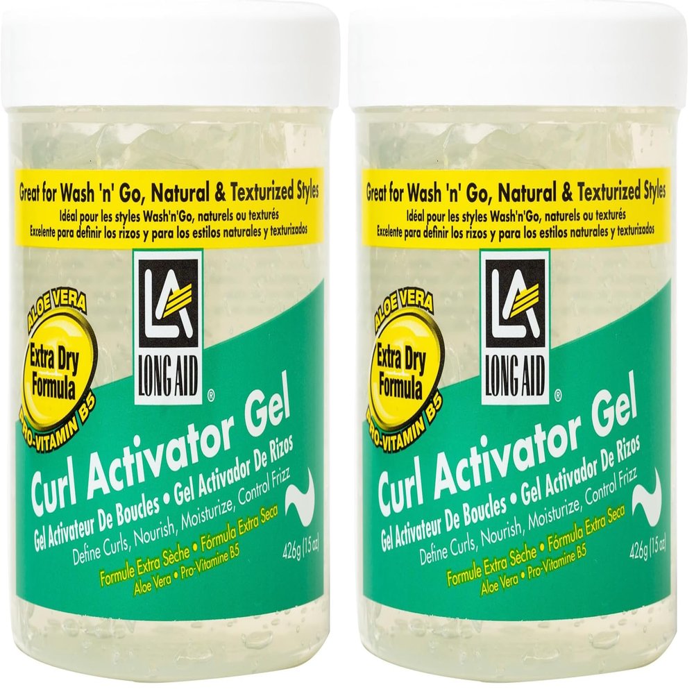 Ampro Long-Aid Activator Gel - Enriched with Aloe Vera, Protein, and Vitamin B Complex - Brings Essential Moisture to Strands - Defines Your Natural Curls - Extra Dry - 15 oz (Pack of 2)
