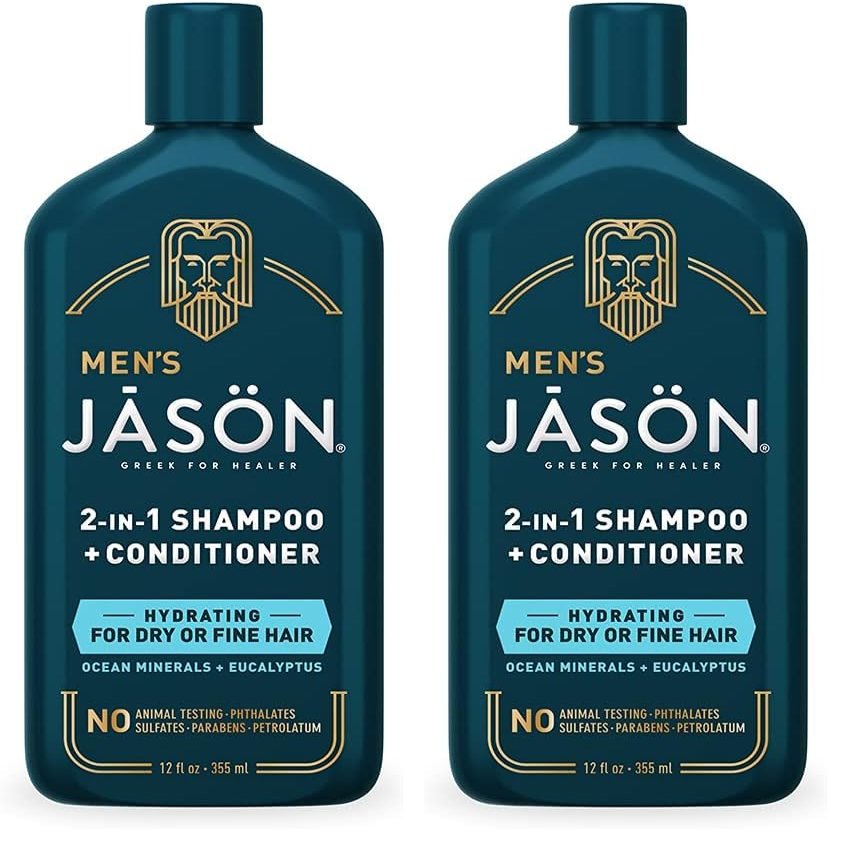 Jason Men's Hydrating 2-in-1 Shampoo and Conditioner, 12 oz (Pack of 2)