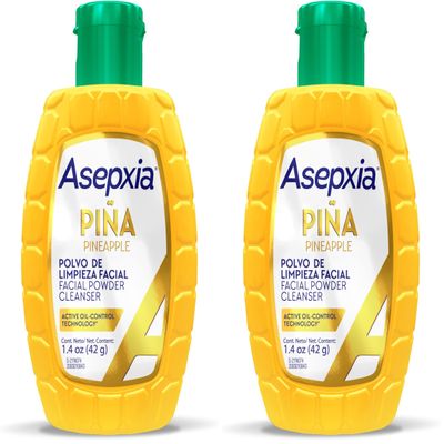 Asepxia Facial Cleanser Powder, Non-Abrasive Exfoliating Face Wash with Natural Pineapple Enzyme, Gentle Water-Activated Foaming Lather for Oily Skin, 1.4 oz (Pack of 2)