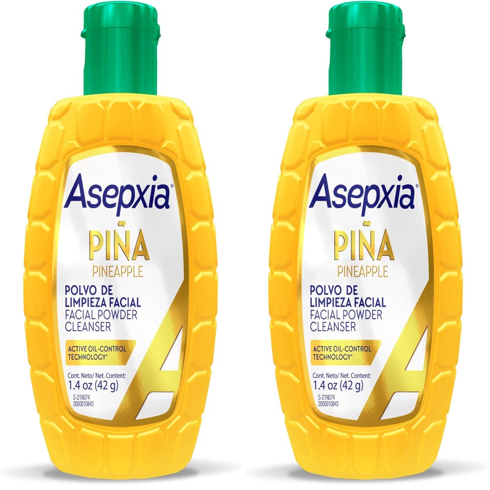 Asepxia Facial Cleanser Powder, Non-Abrasive Exfoliating Face Wash with Natural Pineapple Enzyme, Gentle Water-Activated Foaming Lather for Oily Skin, 1.4 oz (Pack of 2)