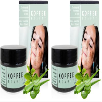 Koffee Beauty Aloe and Green Tea Coffee Scrub, 4 oz - Organic Exfoliating Body Scrub - Face Exfoliator with Soothing, Hydrating Oils - Restores Skin's Softness, Brightness - Fresh, Light Scent