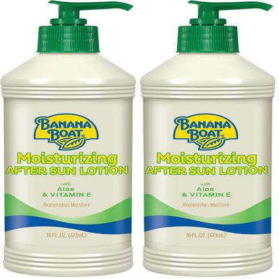 Banana Boat Moisturizing After Sun Lotion with Aloe and Vitamin E, 16oz | After Sun Care, After Sun Lotion, Sunburn Relief, 16oz (Pack of 2)