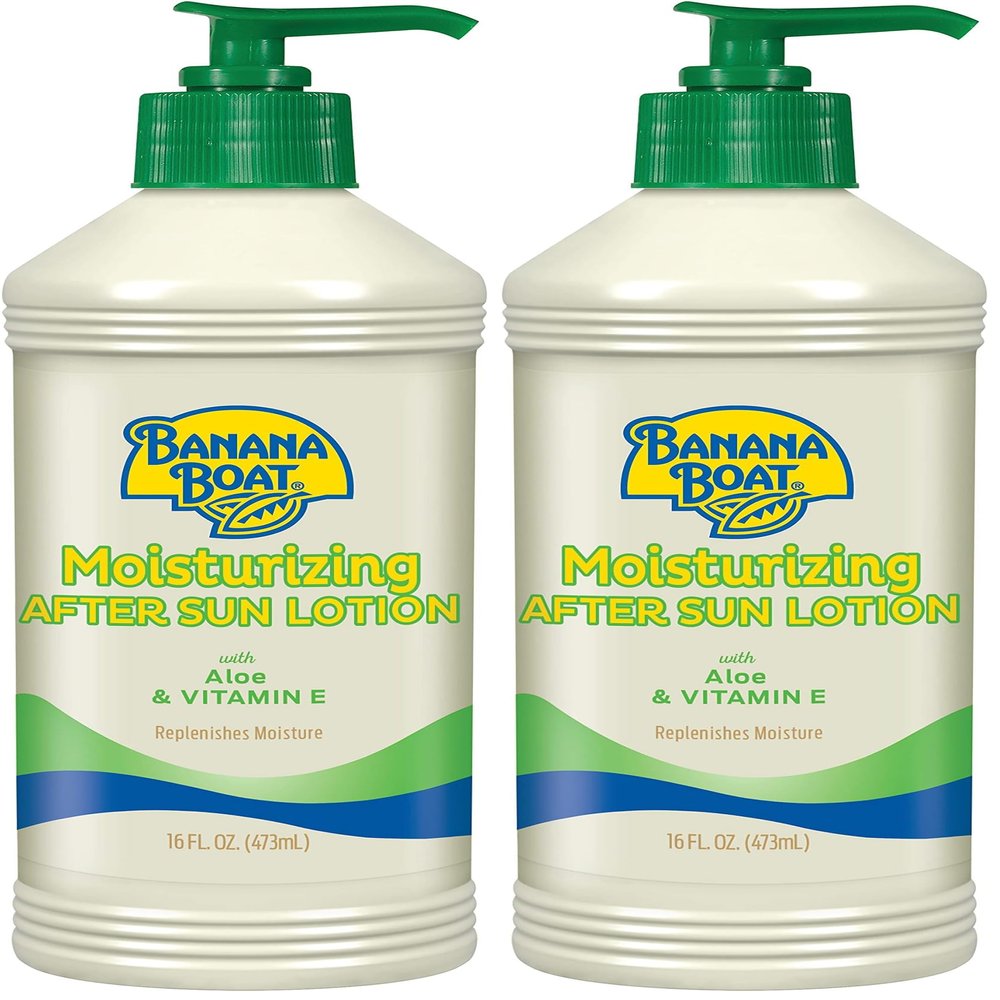 Banana Boat Moisturizing After Sun Lotion with Aloe and Vitamin E, 16oz | After Sun Care, After Sun Lotion, Sunburn Relief, 16oz (Pack of 2)