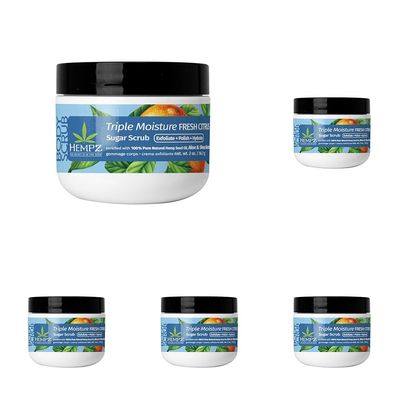 Hempz NEW Mini Sugar Body Scrub, Triple Moisture Fresh Citrus, Travel Size, 2 oz. (Pack of 5)