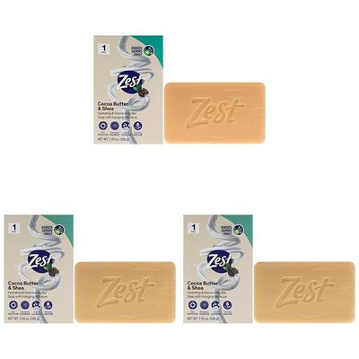 Zest Cocoa Butter & Shea Hydrating & Deodorizing Bar 7.05 oz (Pack of 3)