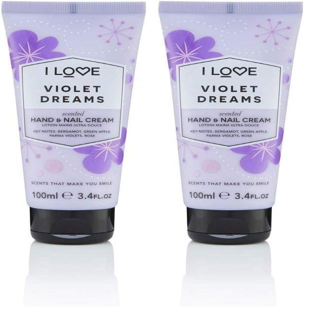 I Love Violet Dreams Scented Hand and Nail Cream - Hand Cream for Dry Hands - Vitamin E, Coconut Oil, and Shea Butter - Silicone Free - 3.4 oz (Pack of 2)