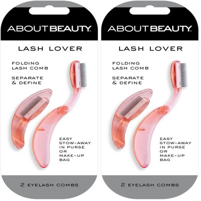 About Beauty Lash Lover Folding Eyelash Comb - 2 Count, Lift, Separate & Define Eyelashes, Prevent Mascara from Clumping, Professional Quality Stainless Steel (Pack of 2)