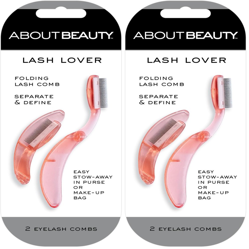 About Beauty Lash Lover Folding Eyelash Comb - 2 Count, Lift, Separate & Define Eyelashes, Prevent Mascara from Clumping, Professional Quality Stainless Steel (Pack of 2)
