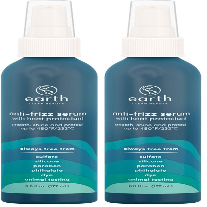 earth Anti-Frizz Serum - Hair Oil with Argan and Vegan Keratin - Lightweight Serum Providing Thermal Protection - Safe for All Hair Types - 6 oz (Pack of 2)