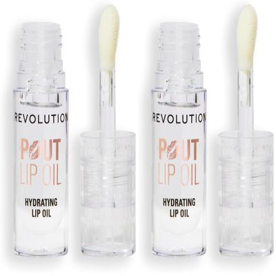 Revolution, Pout Lip Oil, Nourishing Tinted Lip Oil, High Shine, Non-Sticky Finish, Vegan & Cruelty-Free, Lychee Clear, 0.13 oz (Pack of 2)