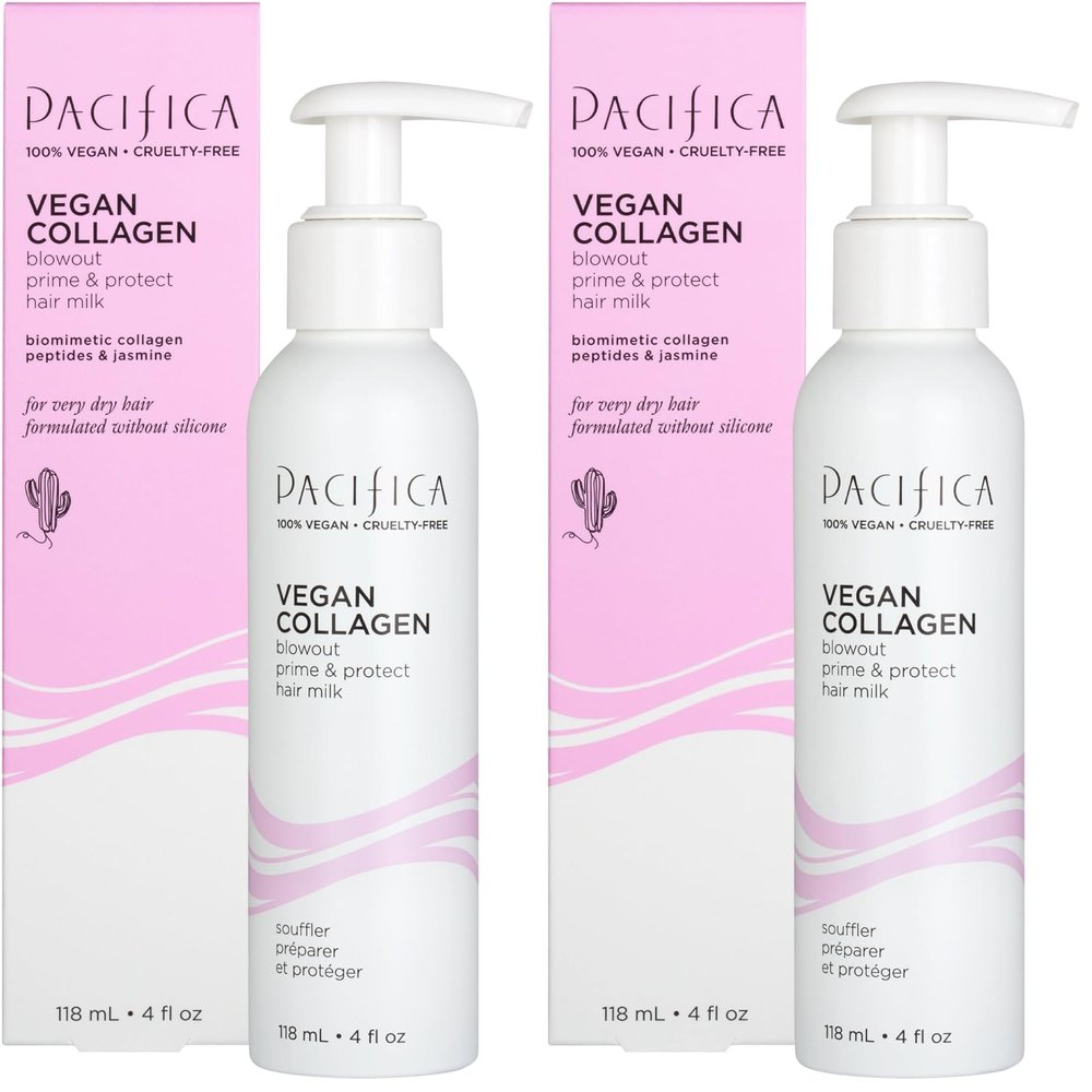 Pacifica Heat Protection Spray for Hair - Vegan Collagen Blowout Prime & Thermal Protection Hair Milk - Blow Dry Spray - for Curly, Wavy & Straight Hair - Vegan & Cruelty-Free Dermatologist Tested