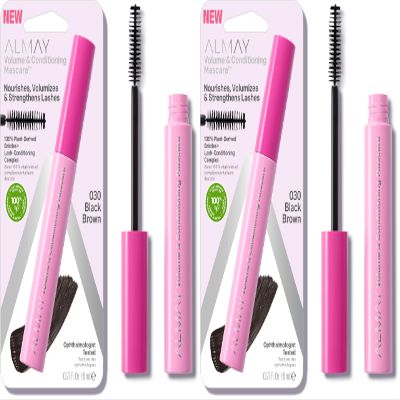 Almay Volume & Conditioning Mascara, Hydrating All Day Wear, 30 Black Brown, 0.27 fl oz. (Pack of 2)
