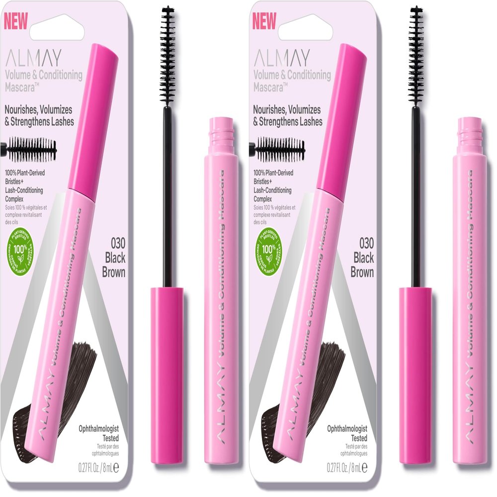 Almay Volume & Conditioning Mascara, Hydrating All Day Wear, 30 Black Brown, 0.27 fl oz. (Pack of 2)
