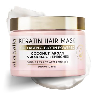 ELLA BELLA Keratin Hair Mask Deep Conditioning Hair Treatment & Hair Repair Mask for Dry, Damaged, Curly, and Color-Treated Hair Hydrating Deep Conditioner for Softness, Shine & Growth